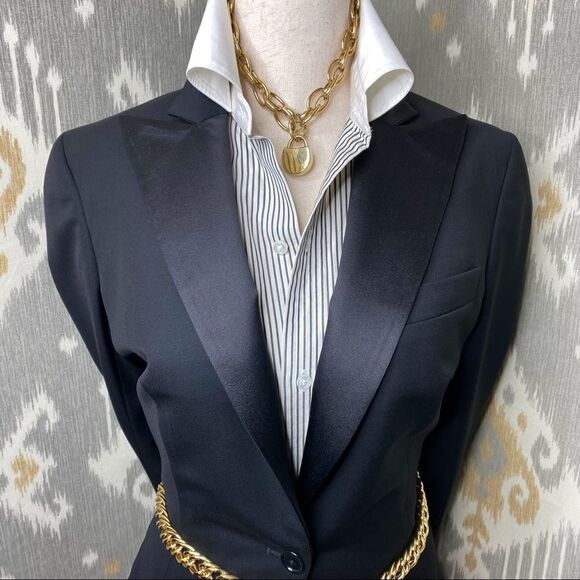 Ralph Lauren Made in Italy Black Cropped Tuxedo Gail Tailcoat - Picture 1 of 16